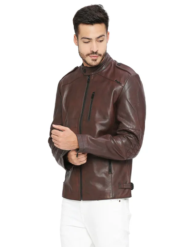 Being Human Regular Fit Men Collared Jackets-Ox Blood