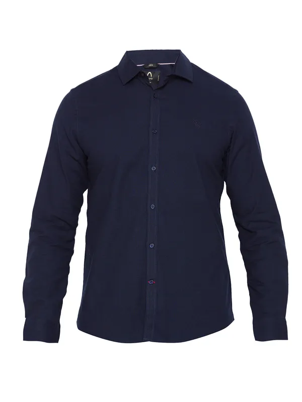 Being Human Slim Fit Men Collared Shirts-Navy