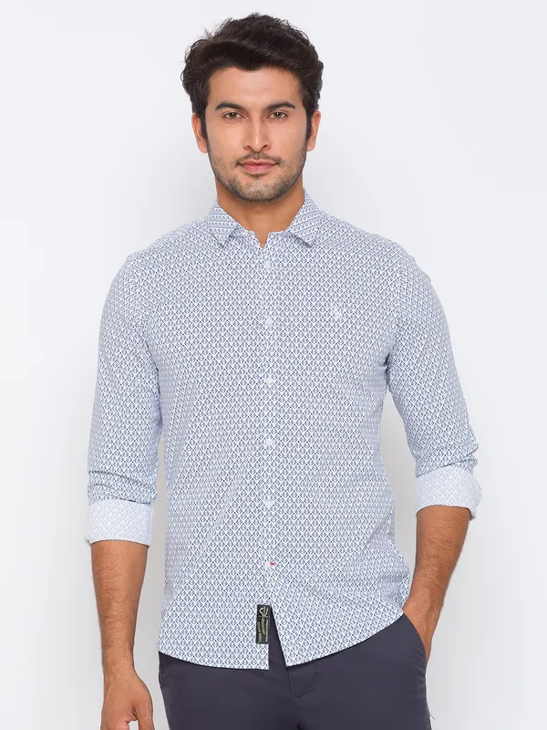 Being Human Slim Fit Men Collared Shirts-White