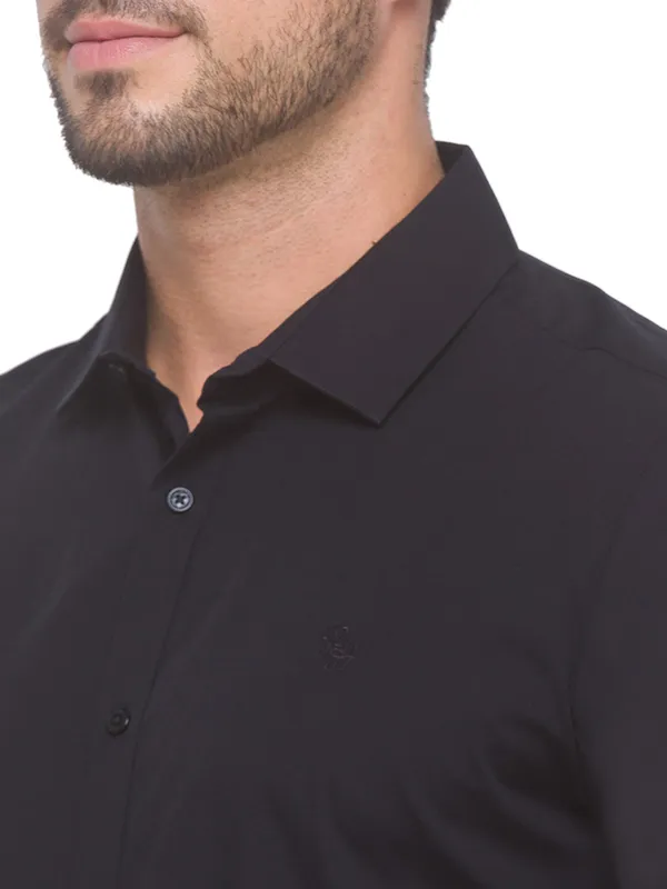 Being Human Super Slim Fit Men Collared Shirts-Black