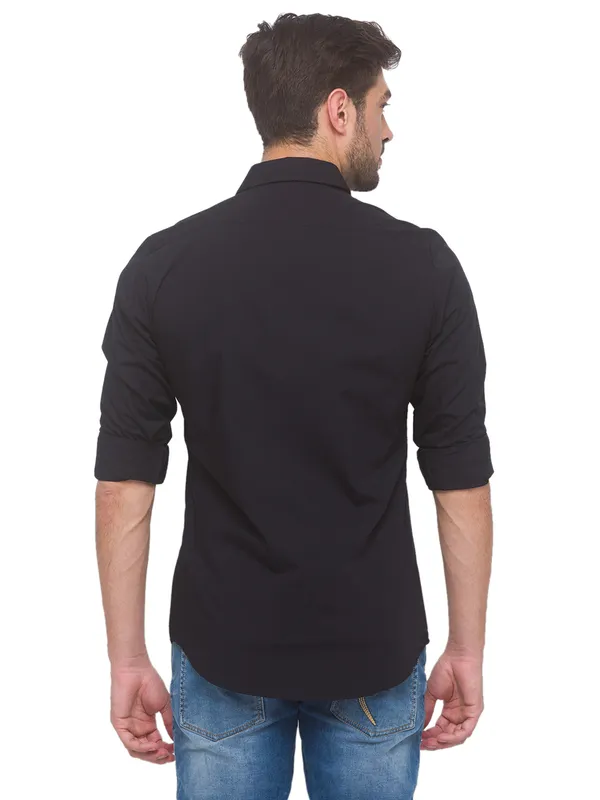 Being Human Super Slim Fit Men Collared Shirts-Black