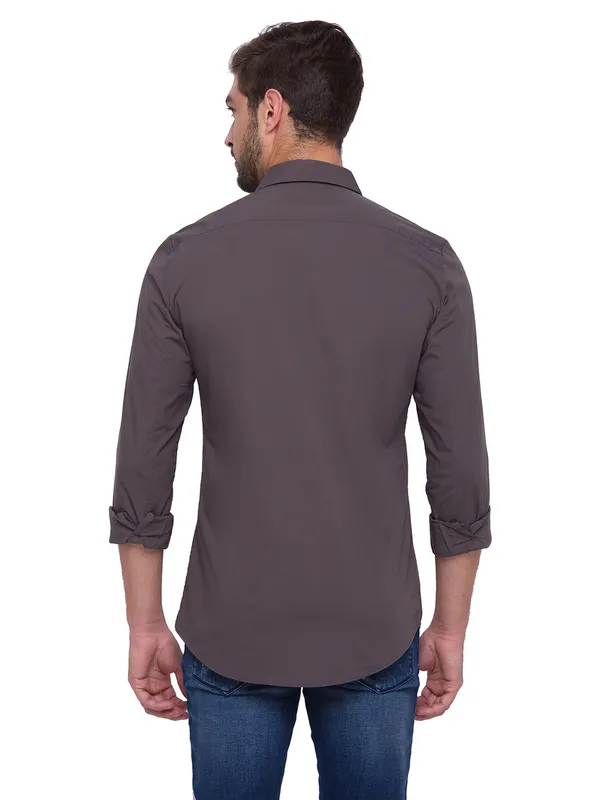 Being Human Super Slim Fit Men Collared Shirts-Charcoal