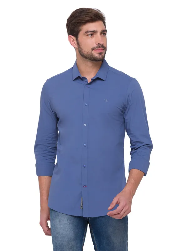 Being Human Super Slim Fit Men Collared Shirts-Grey