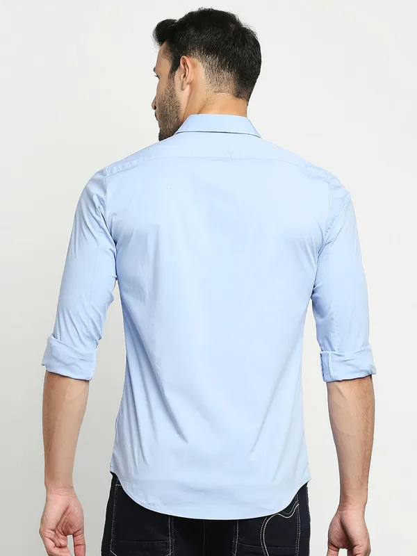 Being Human Super Slim Fit Men Collared Shirts-Lt. Blue