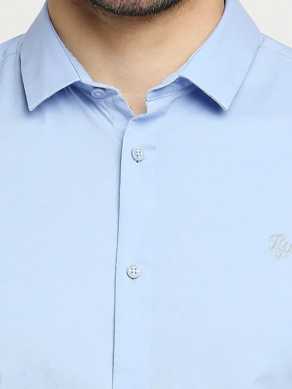 Being Human Super Slim Fit Men Collared Shirts-Lt. Blue