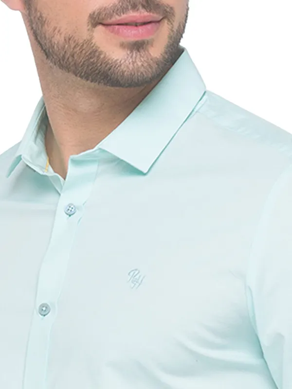 Being Human Super Slim Fit Men Collared Shirts-Mint Green