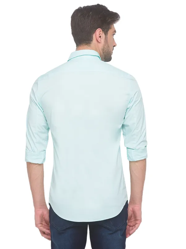 Being Human Super Slim Fit Men Collared Shirts-Mint Green