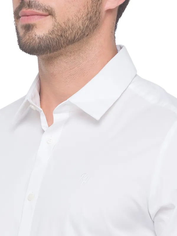 Being Human Super Slim Fit Men Collared Shirts-White