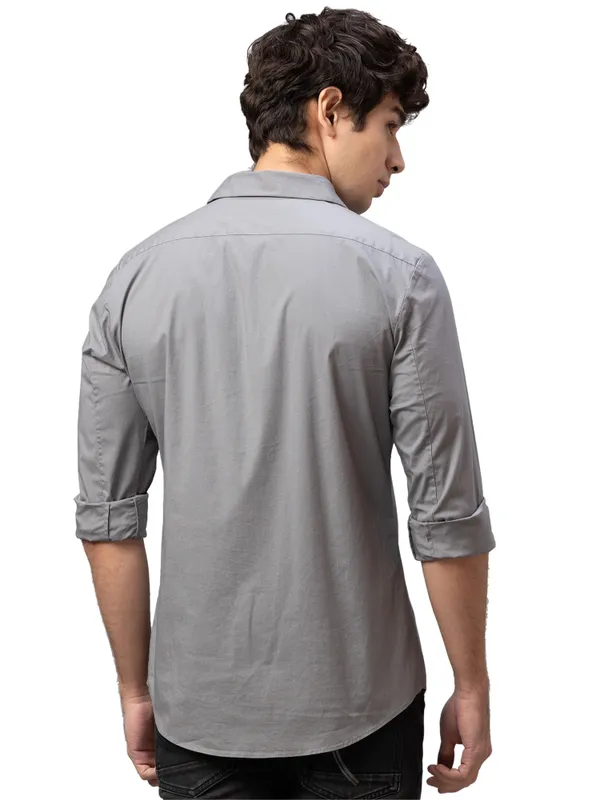 Being Human Super Slim Fit Men Collared Shirts-Charcoal