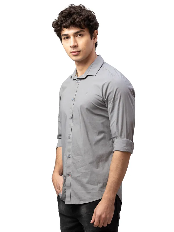 Being Human Super Slim Fit Men Collared Shirts-Charcoal