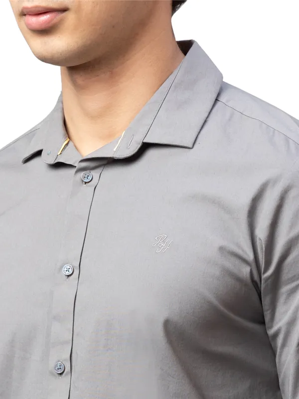 Being Human Super Slim Fit Men Collared Shirts-Charcoal