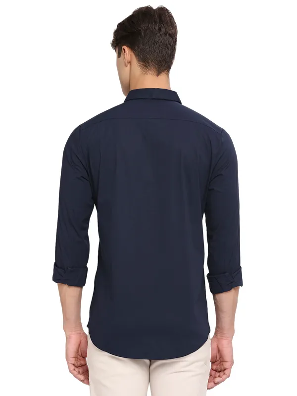 Being Human Super Slim Fit Men Collared Shirts-Navy