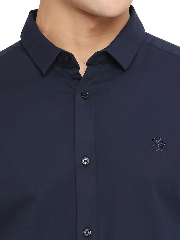 Being Human Super Slim Fit Men Collared Shirts-Navy