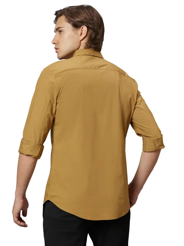 Being Human Slim Fit Men Collared Shirts-Camel