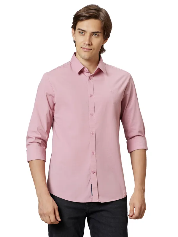 Being Human Slim Fit Men Collared Shirts-Dusty Pink