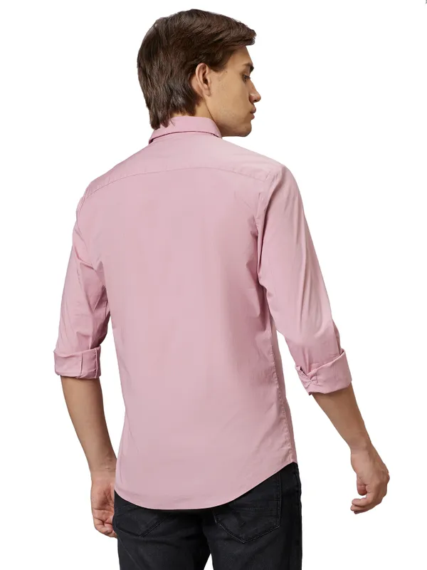 Being Human Slim Fit Men Collared Shirts-Dusty Pink