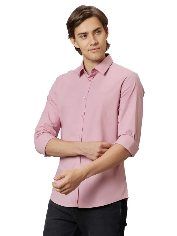 Being Human Slim Fit Men Collared Shirts-Dusty Pink