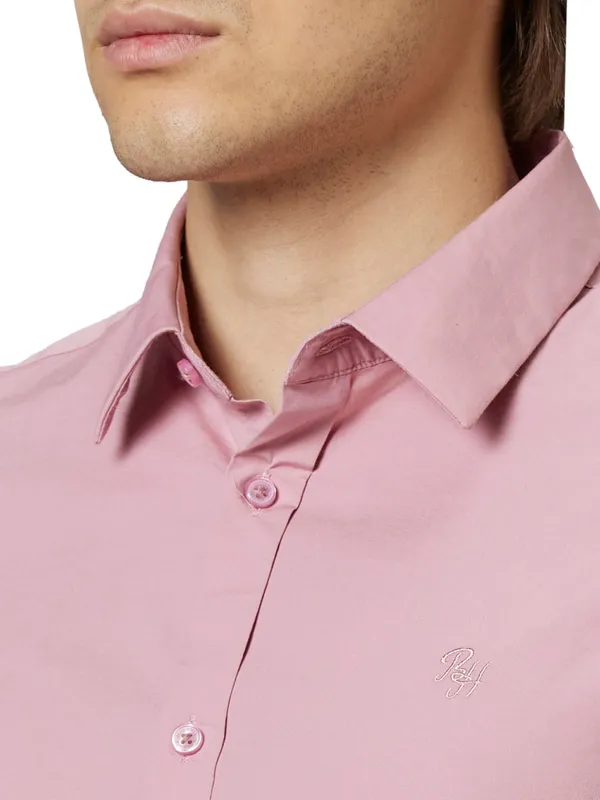 Being Human Slim Fit Men Collared Shirts-Dusty Pink