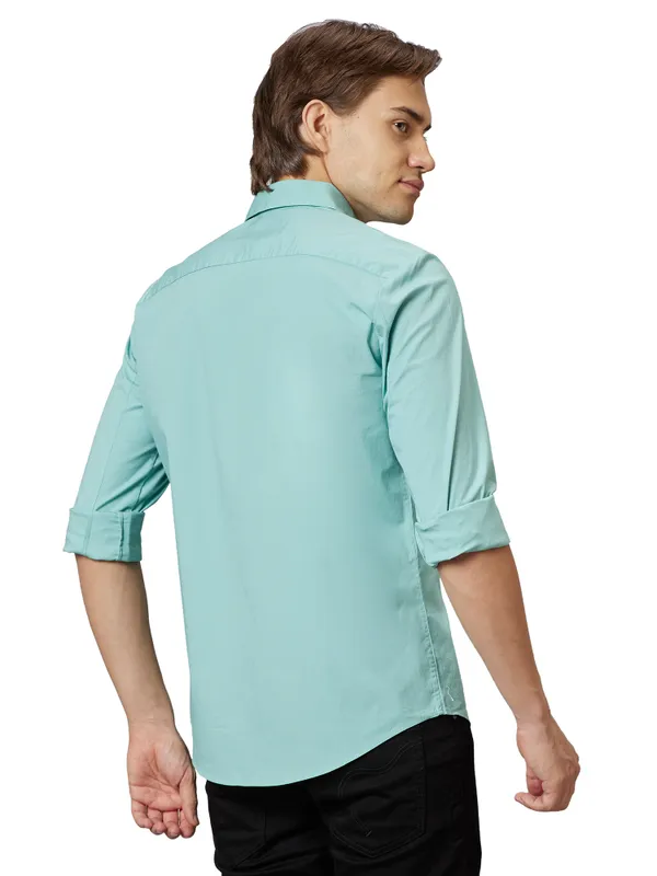 Being Human Slim Fit Men Collared Shirts-Green