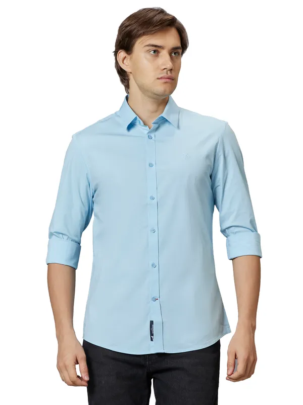 Being Human Slim Fit Men Collared Shirts-Lt.Blue