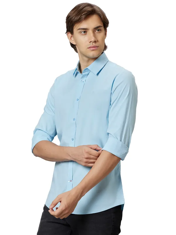 Being Human Slim Fit Men Collared Shirts-Lt.Blue