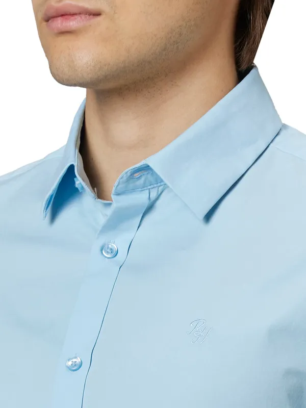 Being Human Slim Fit Men Collared Shirts-Lt.Blue