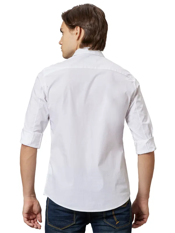 Being Human Slim Fit Men Collared Shirts-White