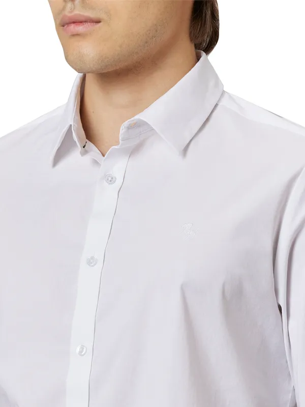 Being Human Slim Fit Men Collared Shirts-White