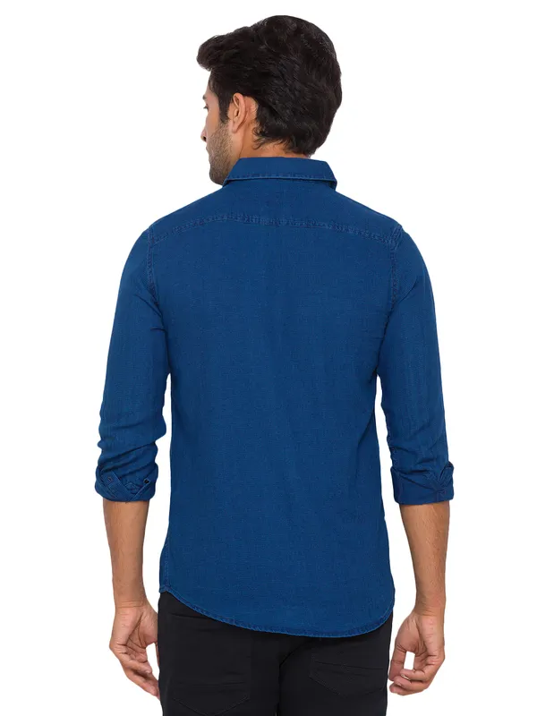 Being Human Slim Fit Men Collared Shirts-Blue