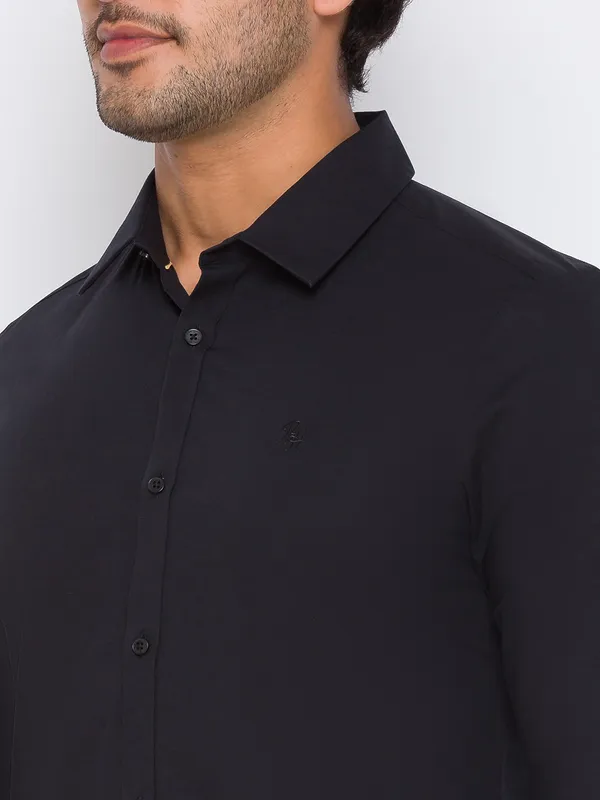 Being Human Super Slim Fit Men Collared Shirts-Black