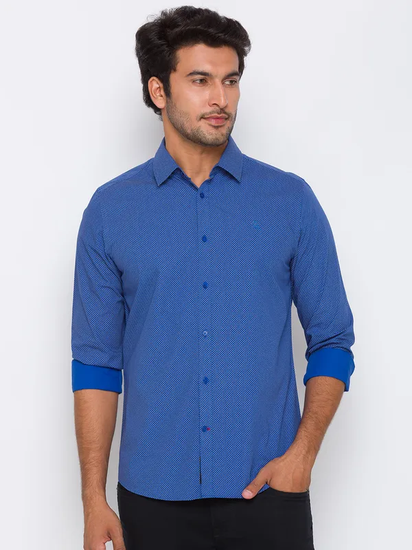 Being Human Slim Fit Men Collared Shirts-Blue