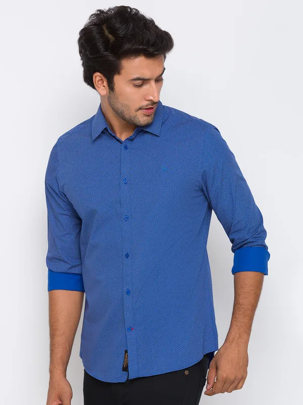 Being Human Slim Fit Men Collared Shirts-Blue