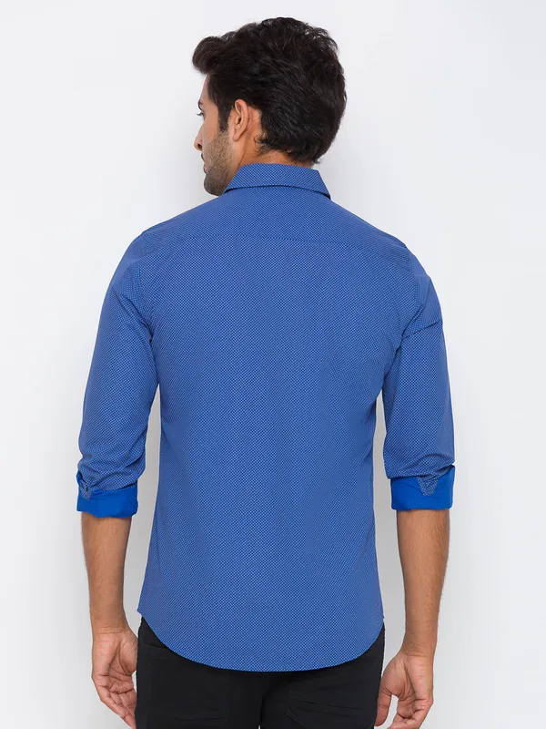 Being Human Slim Fit Men Collared Shirts-Blue