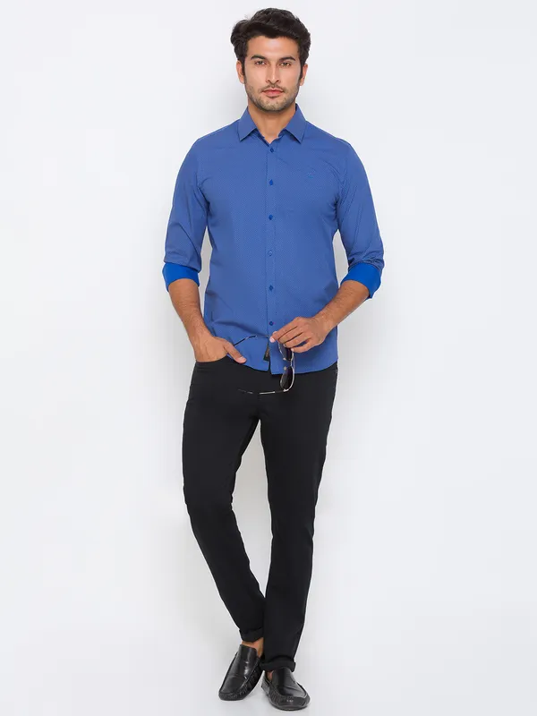 Being Human Slim Fit Men Collared Shirts-Blue