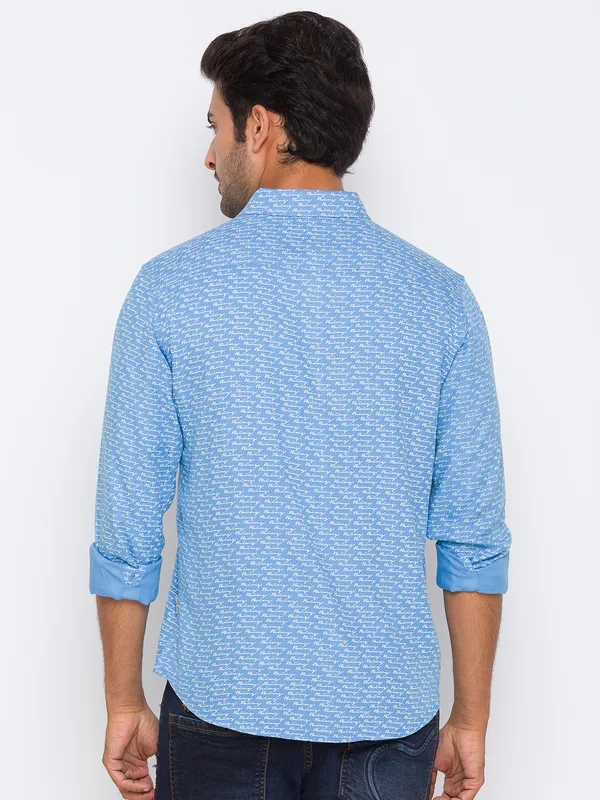 Being Human Clothing Men Slim Fit Collared Shirts-Sky Blue