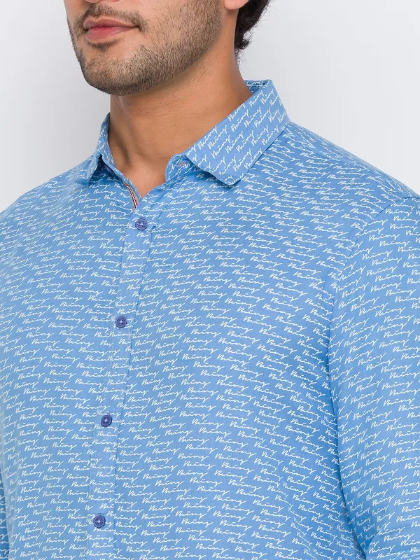 Being Human Clothing Men Slim Fit Collared Shirts-Sky Blue