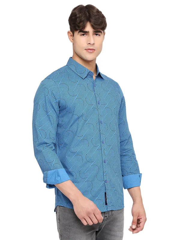 Being Human Slim Fit Men Collared Shirts-Marine Blue