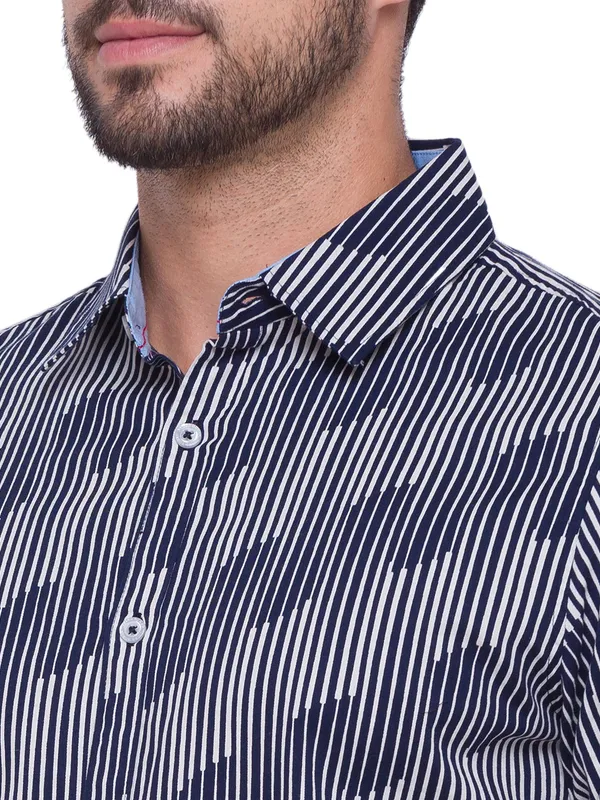Being Human Slim Fit Men Collared Shirts-Navy