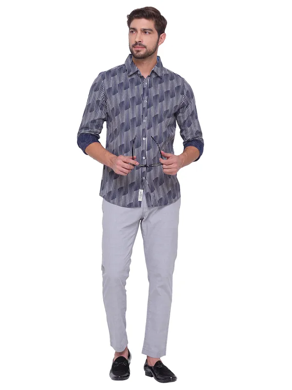 Being Human Slim Fit Men Collared Shirts-Navy