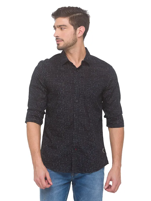 Being Human Clothing Men Slim Fit Collared Shirts-Black