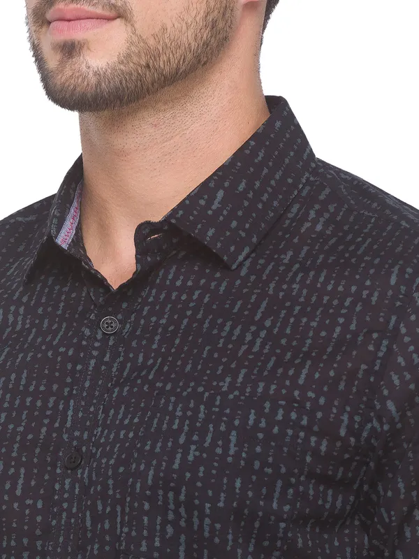 Being Human Clothing Men Slim Fit Collared Shirts-Black