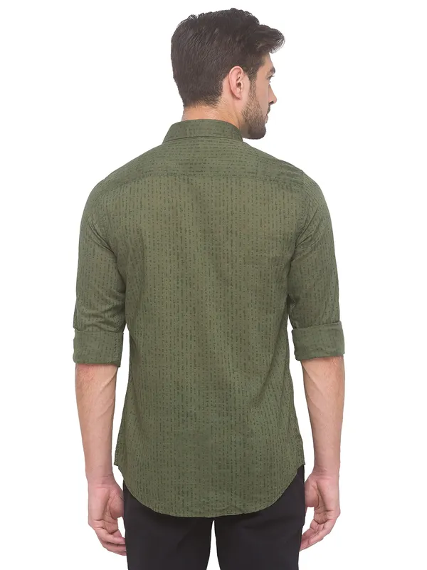 Being Human Clothing Men Slim Fit Collared Shirts-Green