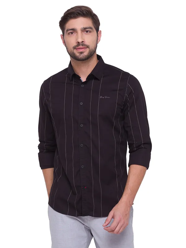 Being Human Clothing Men Slim Fit Collared Shirts-Black