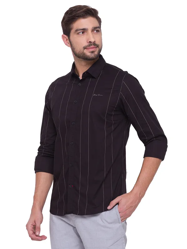Being Human Clothing Men Slim Fit Collared Shirts-Black