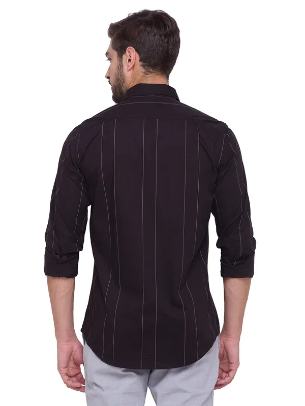 Being Human Clothing Men Slim Fit Collared Shirts-Black