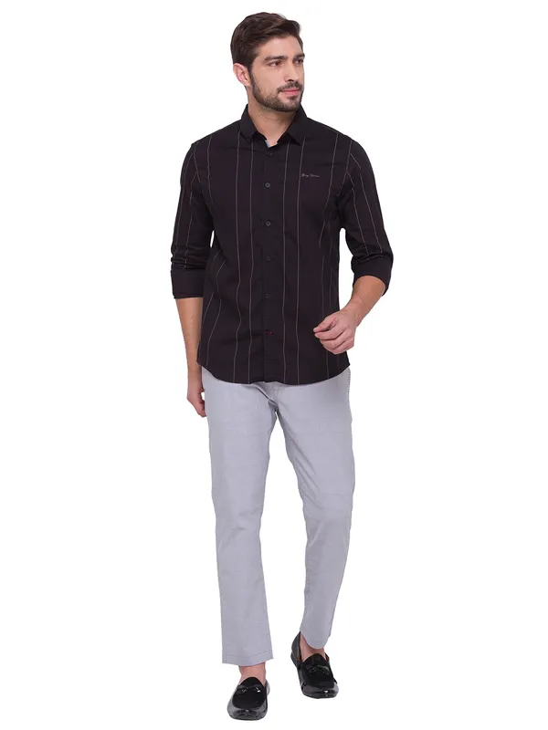 Being Human Clothing Men Slim Fit Collared Shirts-Black
