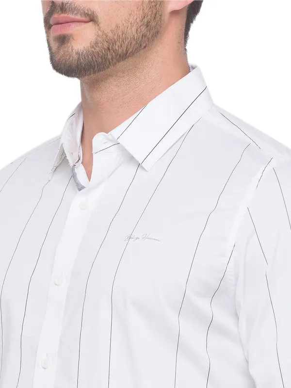 Being Human Slim Fit Men Collared Shirts White