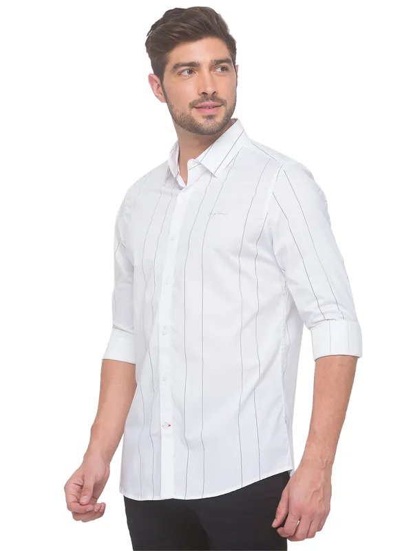 Being Human Clothing Men Slim Fit Collared Shirts-White