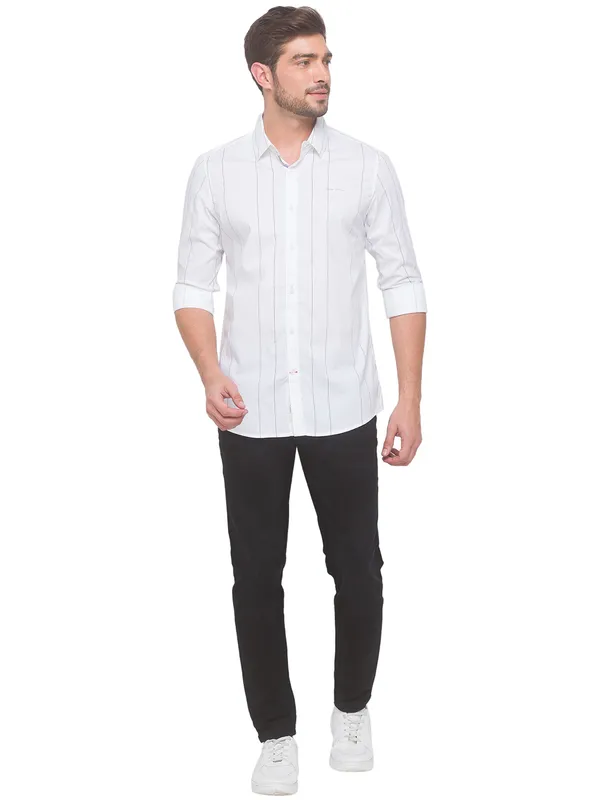 Being Human Clothing Men Slim Fit Collared Shirts-White
