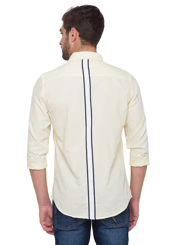 Being Human Slim Fit Men Collared Shirts-Lemon